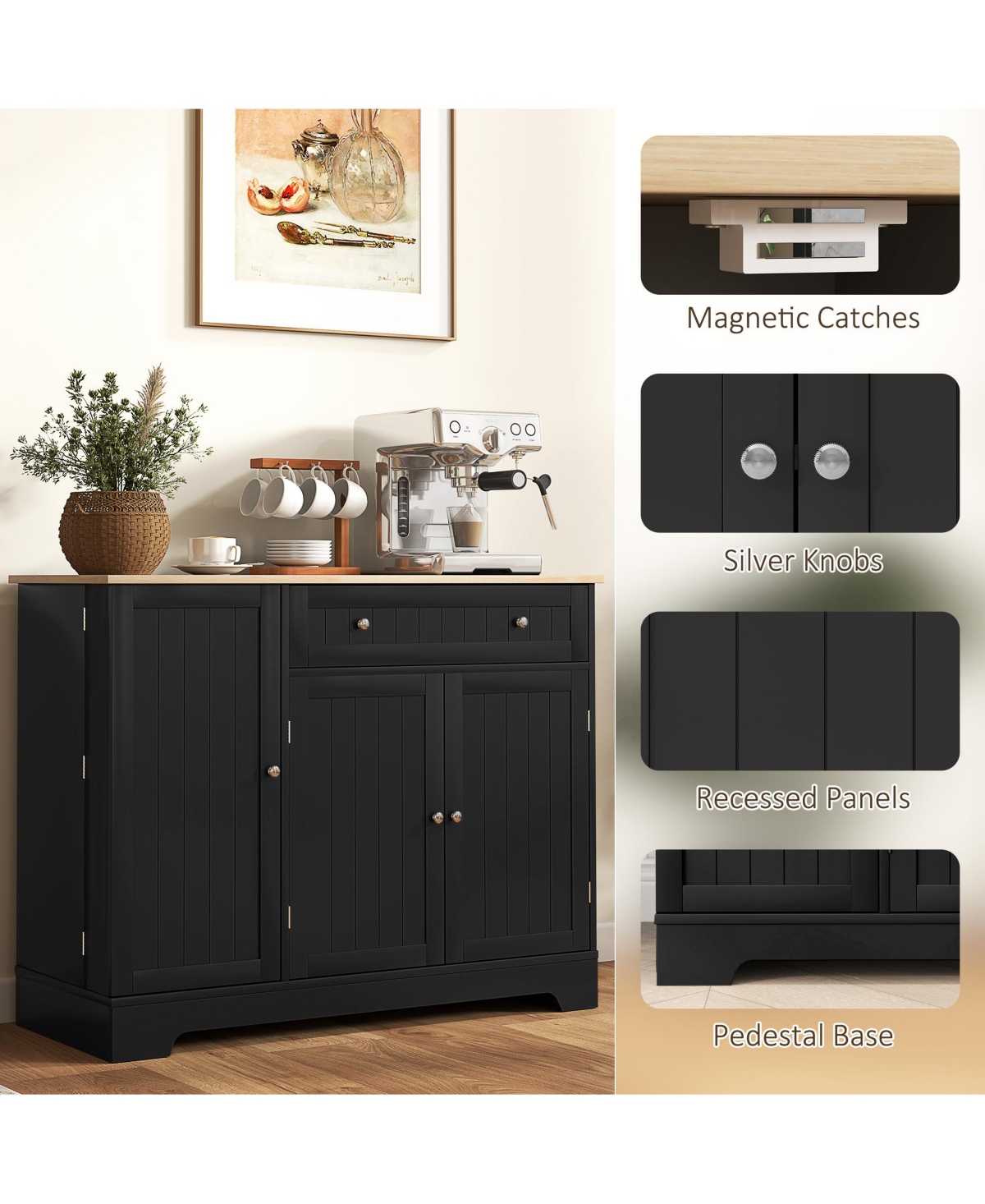 41" Sideboard Buffet Cabinet with Storage Drawer, Adjustable Shelf,