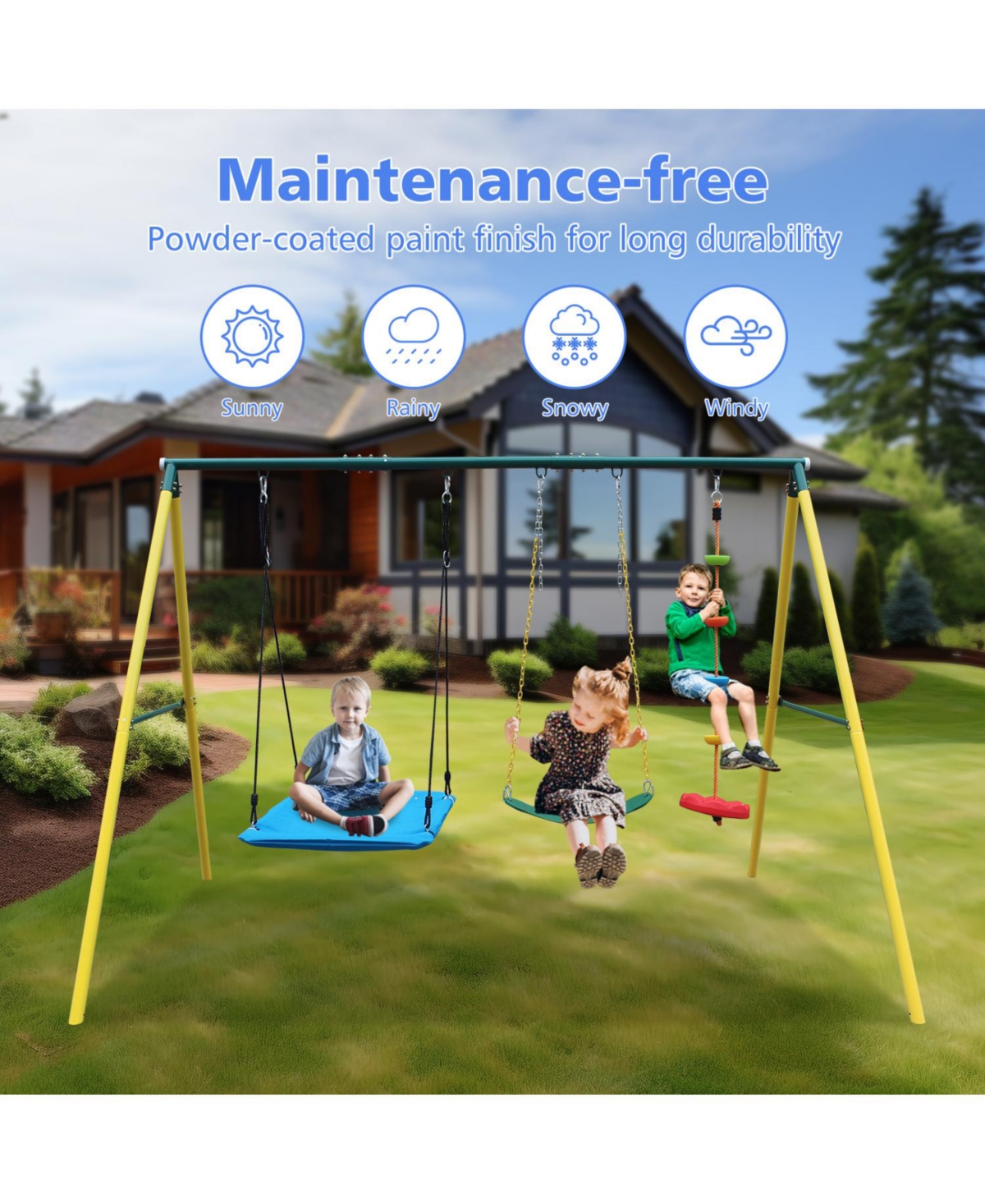 Streamdale Furniture Boys Safe & Fun Swing Set 2-Seat with Safety Belt