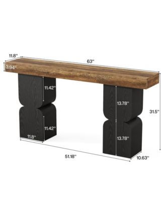 63-Inch Console Table, Heavy-Duty Look, Behind Couch Sofa Table, Color Blocking Design, Bold Structural Presence, Modern Entryway Furniture