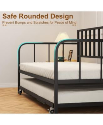Twin Daybed with Trundle - Metal Frame, Space Saving