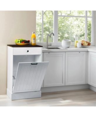 Tilt Out Trash Can Cabinet with Drawer