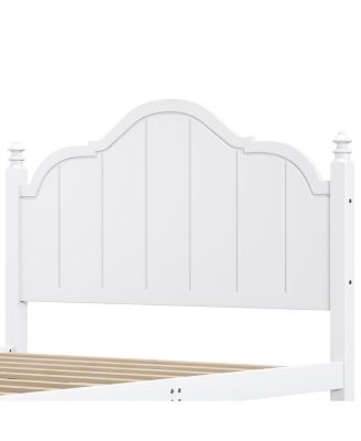 Bed Frame with Headboard, Vintage Wooden Platform