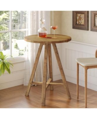 Solid Wood Bar Table, 31.5" Round Pub Bistro Table for Cafe, Dining Room, Kitchen, Living Room