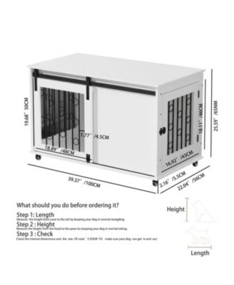  Dog Crate with Metal Bars and Lockable Wheels in White