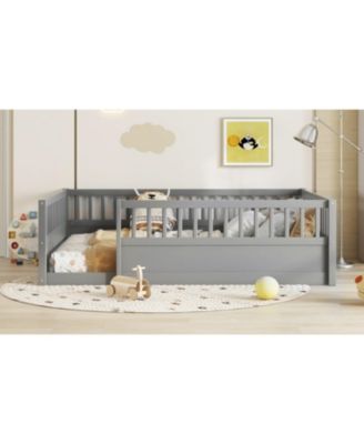 Montessori Floor Bed Frame with Fence