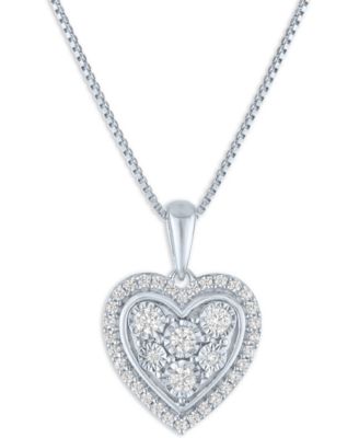 Heart Diamond Pendant Necklace (1/4 ct. t.w.) in Sterling Silver