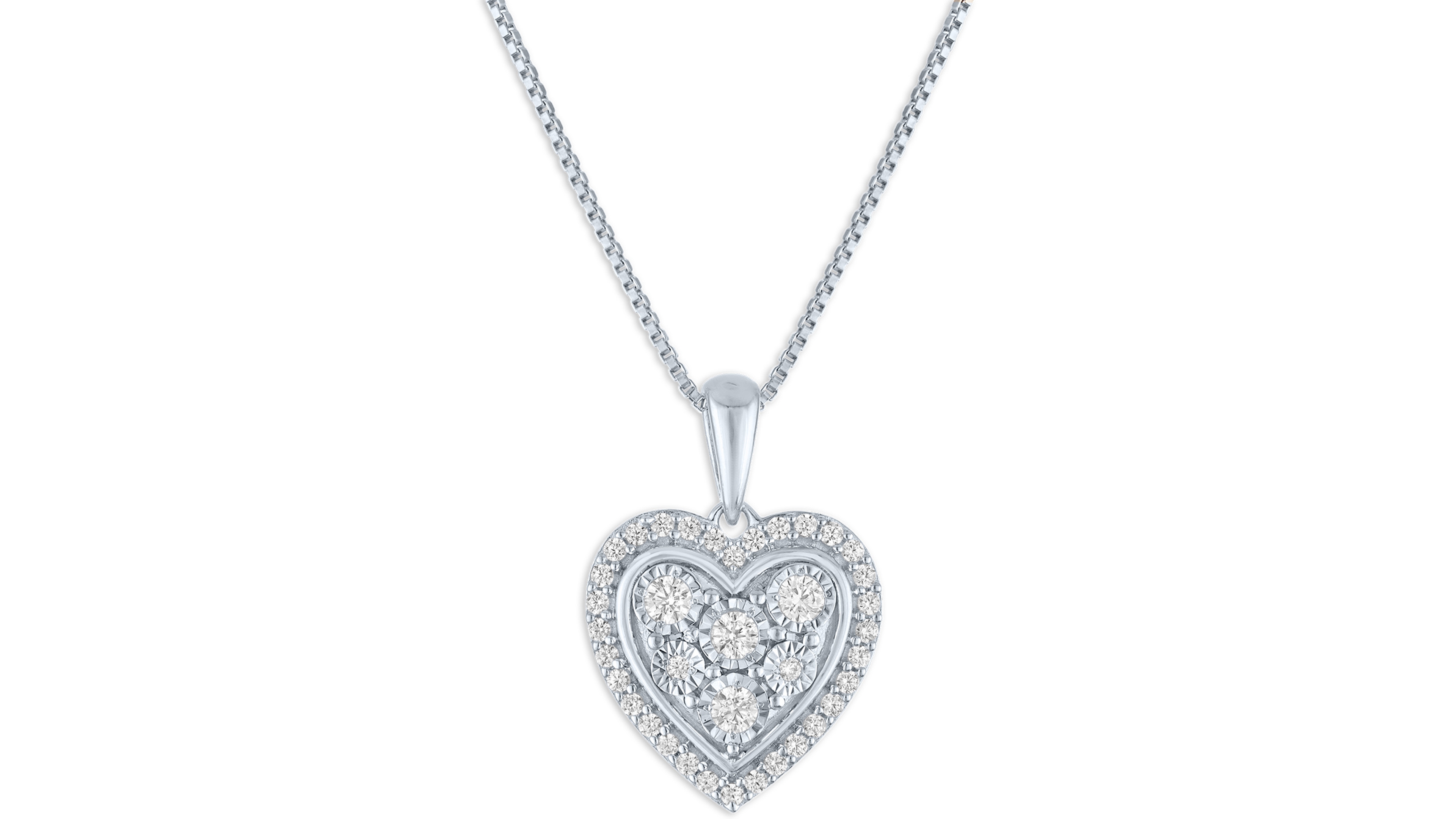 Macy's Heart Diamond Pendant Necklace (1/4 ct. t.w.) in Sterling Silver