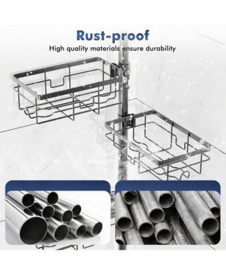 Adjustable Shower Caddy with 6 Baskets, Towel Rack, Toothbrush Case