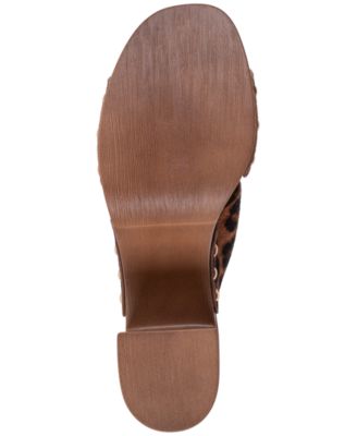 Women's Cocktail Cutout Wooden Block Heel Platform Sandals