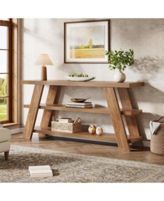 70.9" Extra Long Console Table with Storage, 3-Tier Narrow Wooden Sofa Table Behind The Couch, Farmhouse Entry Foyer Table