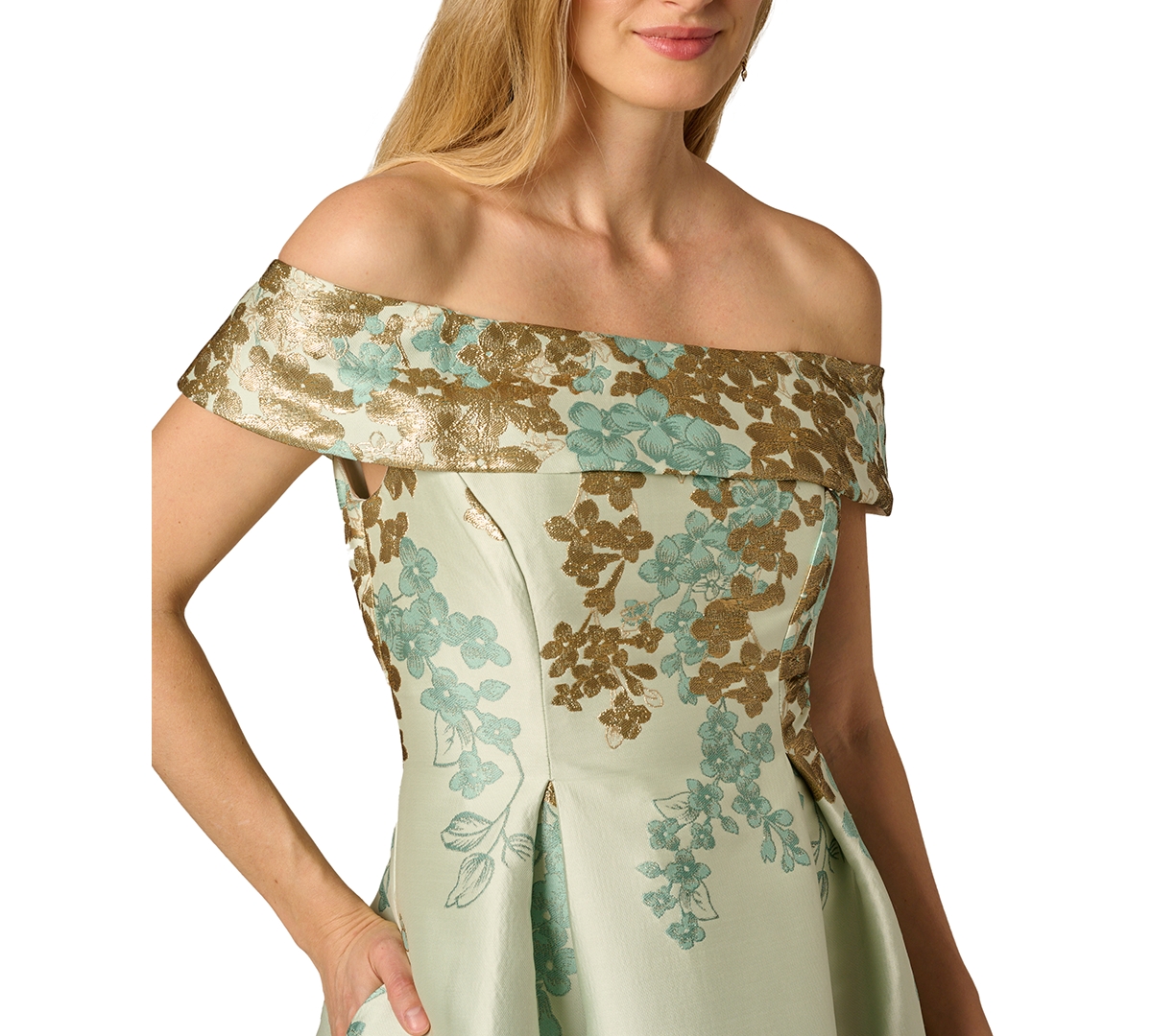 Adrianna Papell Women's Off-The-Shoulder Midi Dress