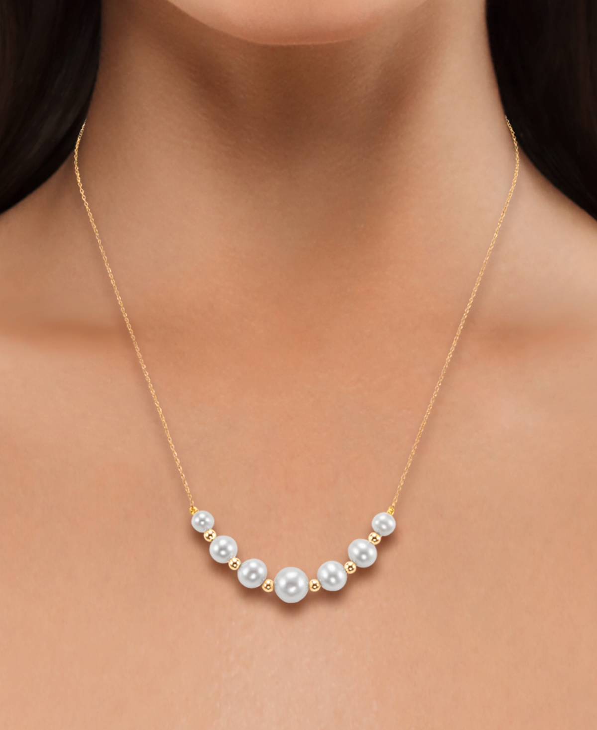 Macy's Freshwater Pearl Necklace in 10k Yellow Gold