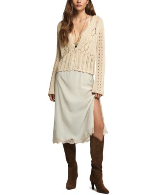 Women's Pointelle Cropped Cardigan