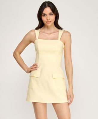 Juniors' Square Neck Sleeveless Short Dress