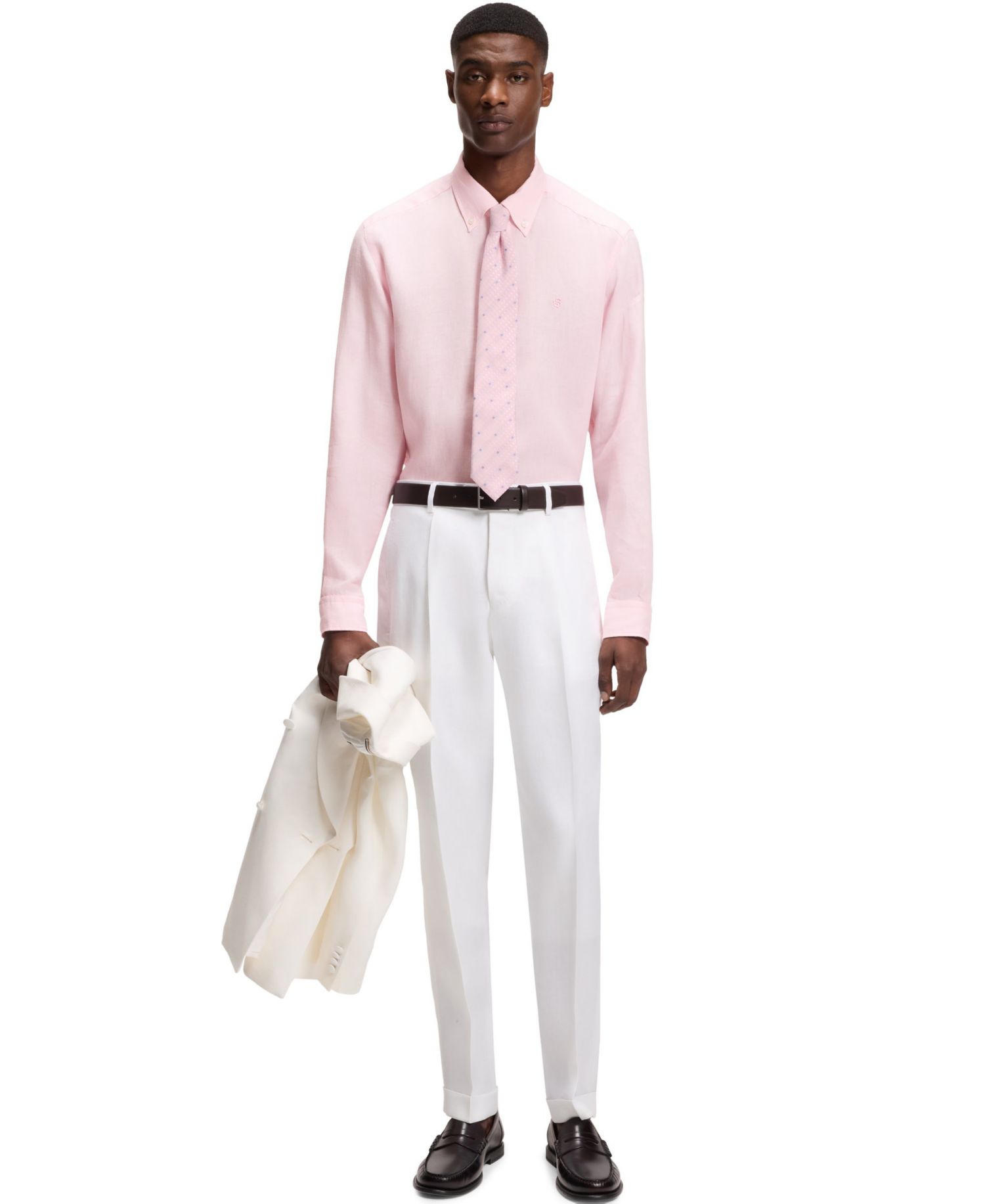 Men's Regular-Fit Button-Down Linen Dress Shirt