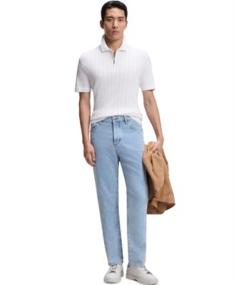 Men's Cotton-Silk Zip-Neck Polo Shirt