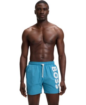 Men's Quick-Dry Vertical Logo Print Swim Shorts