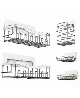 5-Piece Stainless Steel Shower Organizer Set for Bathroom Storage