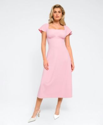 Shap Women's ewear Flutter Sleeve Sculpting A-Line Midi Dress