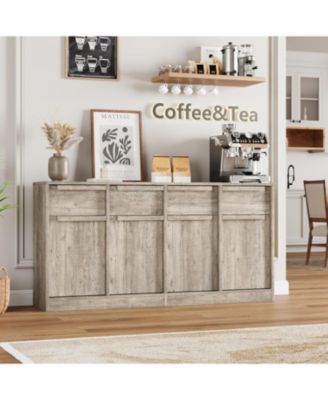 62.4" Sideboard Buffet Cabinet with 4 Drawers, Large Modern Coffee Bar Storage Cabinet