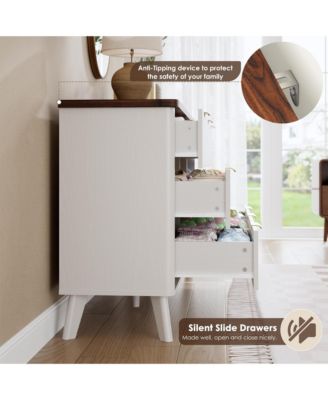 Fluted Dresser for Bedroom, 9 Deep Drawer Modern Wood Storage Chest, White