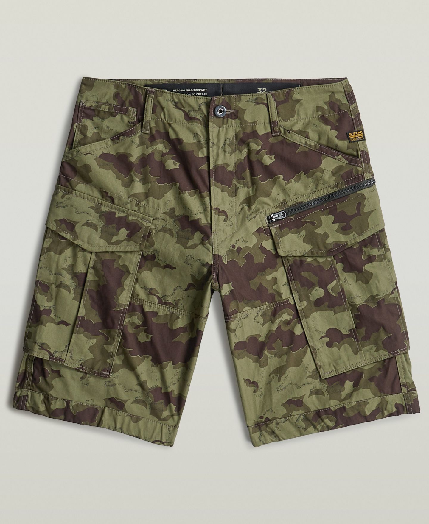Мужские шорты G-Star Raw Rovic Printed Zip, цвет: Облачный камуфляжный — фото 6