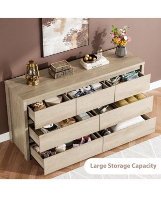 7-Drawer Dresser for Bedroom, Wide Handle-Free Wooden Chest of Drawers