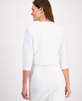 Women's Wave Knit 3/4-Sleeve Shrug, Regular & Petite