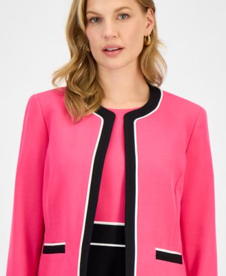 Women's Contrast-Trim Open-Front Jacket