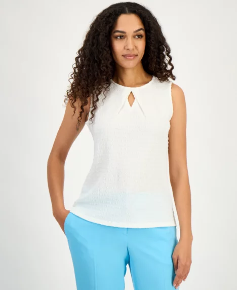 Women's Textured Sleeveless Top, Regular & Petite - Lily White