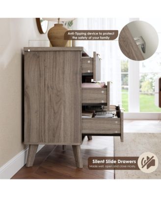 Fluted Dresser for Bedroom, 6 Deep Drawer Modern Wood Storage Chest, Grey
