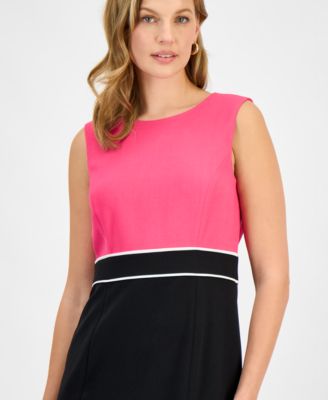 Petite Crewneck Sleeveless Structured Career Dress
