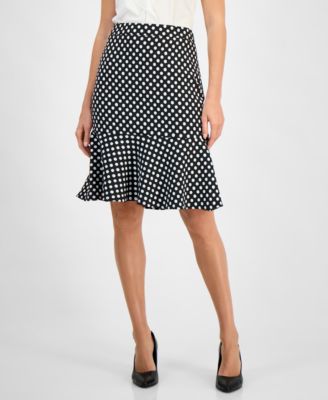 Women's Polka Dot Flared-Hem Pencil Skirt, Regular & Petite