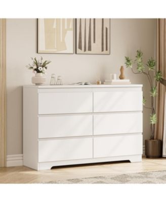 6-Drawer Dresser, Simply Modern Wooden Chest of Drawers for Bedroom Storage, White