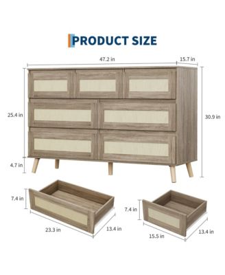 7-Drawer Wooden Dresser for Bedroom, Wide Chest of Drawers for Living Room Storage