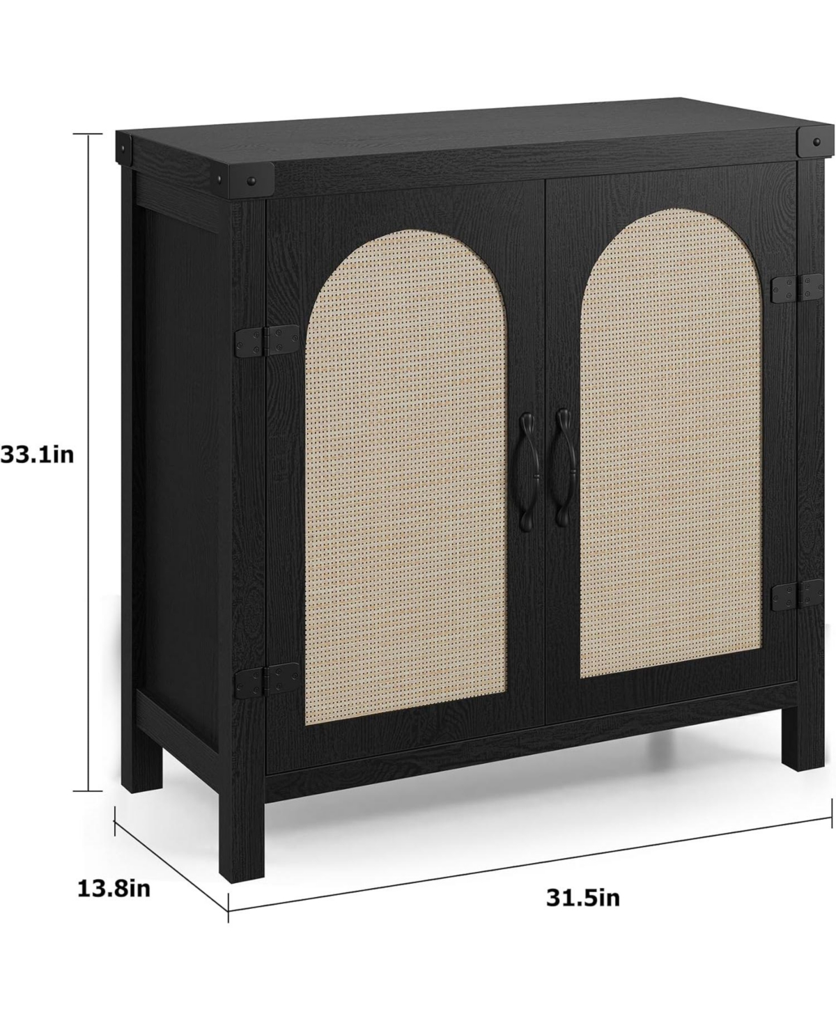 gaomon Rattan Sideboard Buffet Cabinet, Farmhouse Boho Coffee Bar Storage Console for Dining Room or Hallway, Black