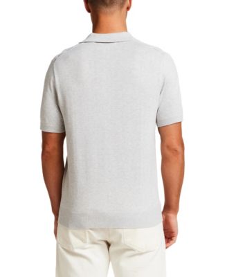 Men's Short-Sleeve Grid Yoke Polo Sweater