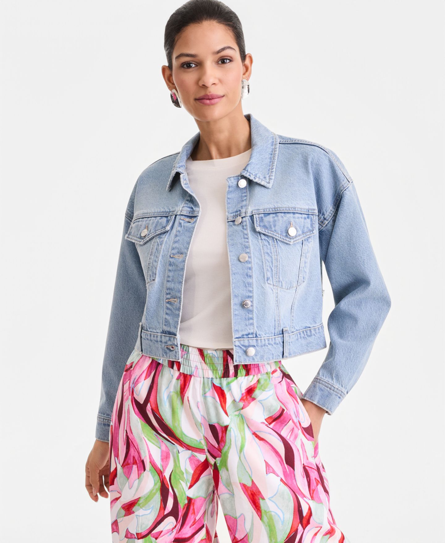 Женская куртка I.N.C. International Concepts Cropped Denim Jacket — фото 1