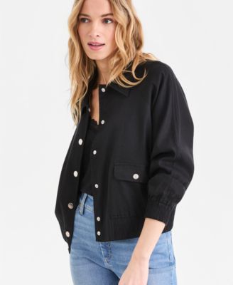 Women's Linen-Blend Bomber Jacket
