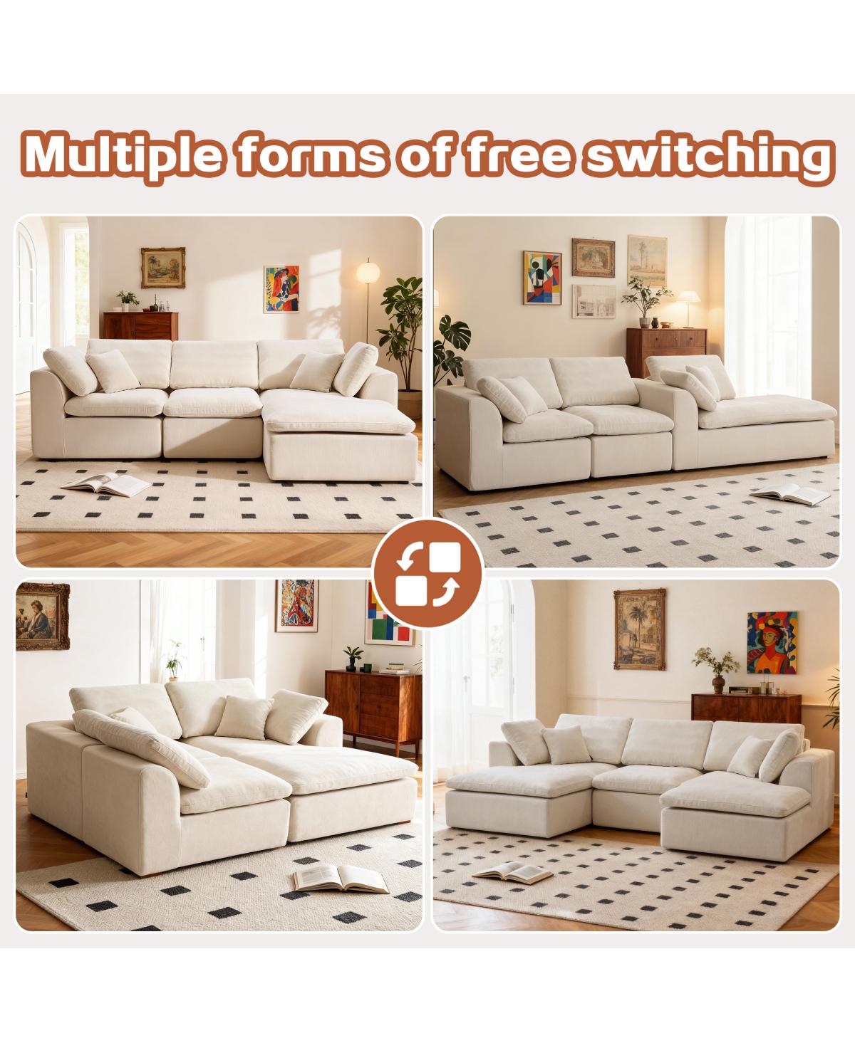 Streamdale Furniture Modern L-Shaped Sectional Sofa with Chaise Lounge, Corduroy Couch