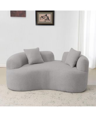 Curved Loveseat Sofa - Teddy Velvet, No-Assembly, 350 lbs Capacity