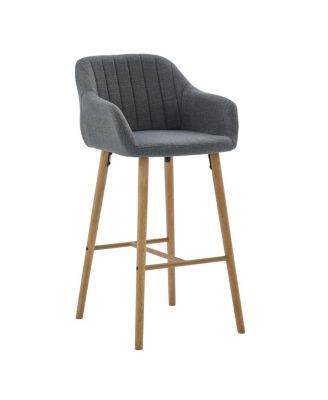 Modern Linen Bar Stools Set of 2 with Back & Armrest