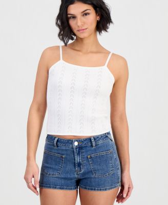 Juniors' Sailor High Rise Denim Shorts