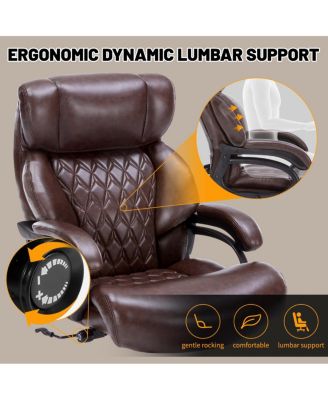 600lbs Big and Tall Office Chair, Executive Chair with Adjustable Headrest, High Back, Heavy Duty PU Leather