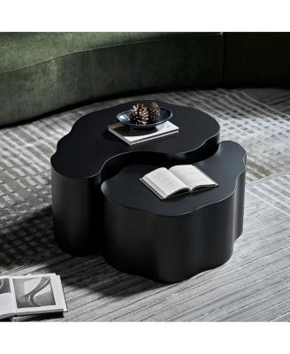  Unique Shape MDF Coffee Table set of 2, No Assembly Required