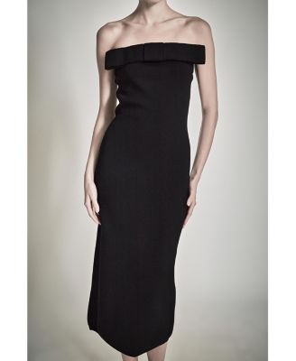 Women's Bow Detailed Tube Midi Knit Dress