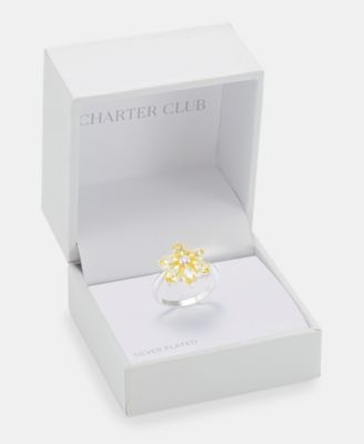 Pav&eacute; & Color Crystal Flower Statement Ring