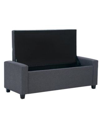 Storage Bench for End of Bed, Faux Linen Upholstered Ottoman with Arms