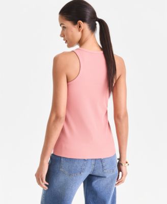 Women's Rib Knit Hardware-Trim Tank Top