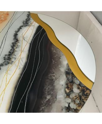 Marble Round Coffee Table with Silver Mirror & Gold Dust Finish